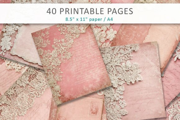 Download Pink Vintage Lace Digital Paper Pack - Pink Collection