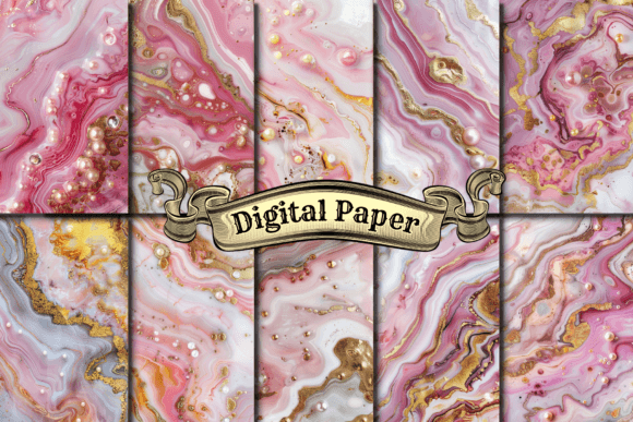 Download Pink and Gold Marble Digital Paper - Pink Collection