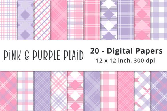 Download Pink and Purple Plaid Digital Paper Pack - Pink Collection
