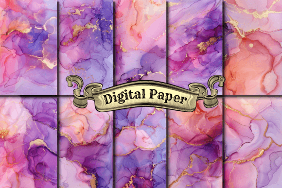 Download Pink and Gold Marble Digital Paper - Pink Collection