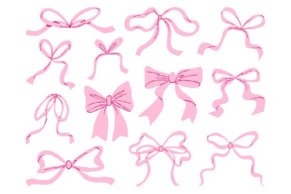 Download Cute Pink Ribbon Bow Feminine Vector Set - Pink Collection