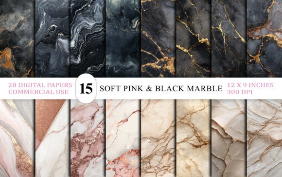 Download Soft Pink and Black Marble Texture Bg - Pink Collection