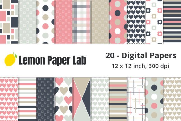 Download Pink and Navy Digital Scrapbook Paper - Pink Collection