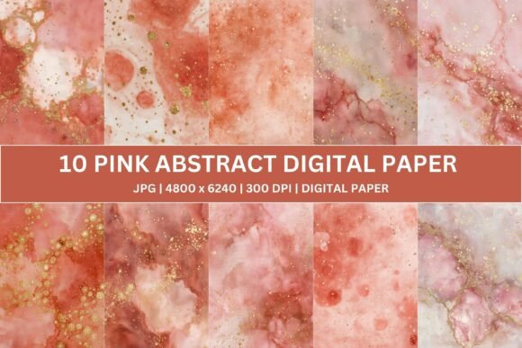 Download 10 Pink Rose Gold Ink Digital Paper - Pink Collection