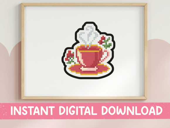 Download Pink Rose Teacup Cross Stitch Cozy - Pink Collection