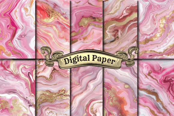 Download Pink and Gold Marble Digital Paper - Pink Collection