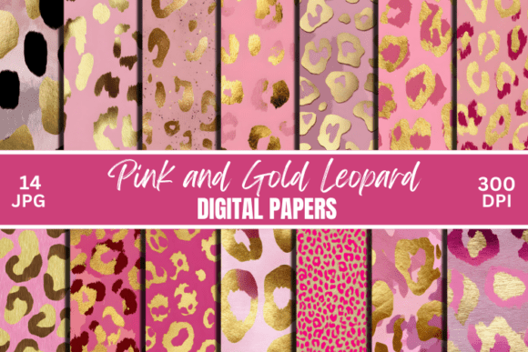 Download Pink and Gold Leopard Digital Paper - Pink Collection