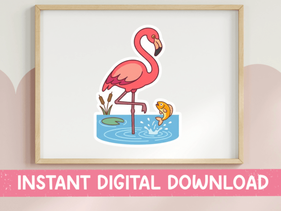 Download Cute Pink Flamingo Pond Goldfish - Pink Collection