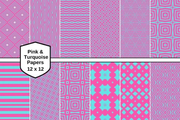 Download Turquoise &amp; Hot Pink Pattern Papers - Pink Collection