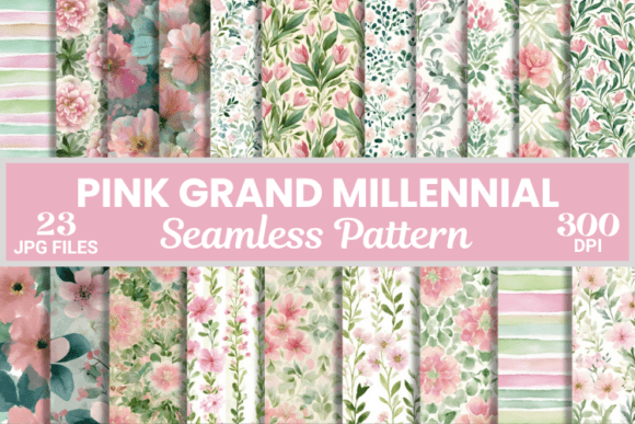 Download Pink Grand Millennial Seamless Patterns - Pink Collection